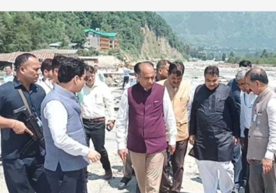 Union Minister Nitin Gadkari reached Kullu today to take stock of the damage caused by the floods in Himachal.