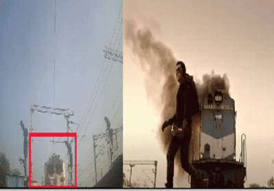 Man Crosses Track When Train Passes