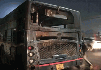 Fire broke out in a moving bus in Faridabad