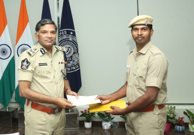 Felicitated AR Constable Veerababu