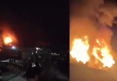 A fire broke out in a three-storey house in