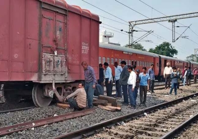 Goods train derails in Ludhiana Punjab