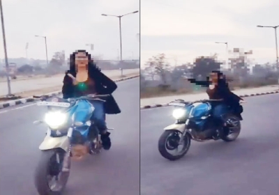  Girl Stunt on Bike Video