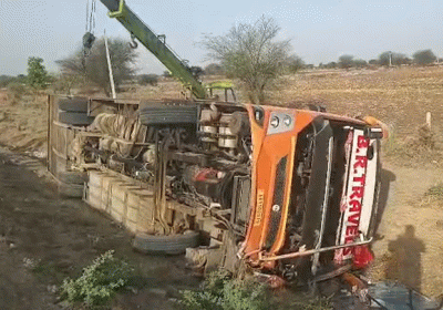 Sleeper Bus Bound for Delhi Plunges into Gorge
