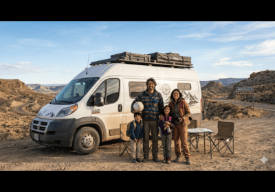 "IITian family standing with caravan on world tour"