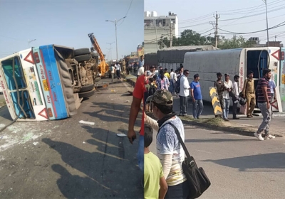Haryana Roadways Bus Overturned Near Chandigarh