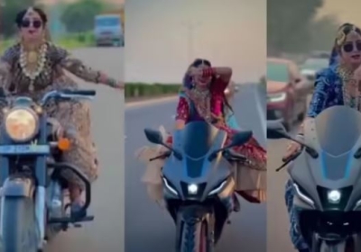 Stunt on Moradabad Highway in Bridal Attire