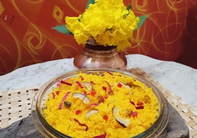 How To Cook Kesariya Bhat on Teej