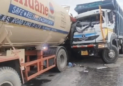 Massive Collision Between LPG Tanker and Two Tippers