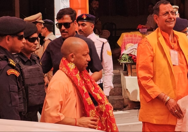 Chief Minister Yogi Adityanath on a visit to Mirzapur